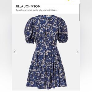 Ulla Johnson Rosalie Short Sleeve Paisley Floral Mini Dress in ocean blue